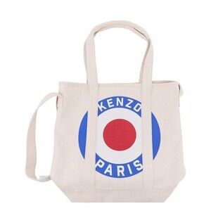 KENZO PARIS Cream Canvas Shoppers Tote Shoulder Bag Unisex Logo $350